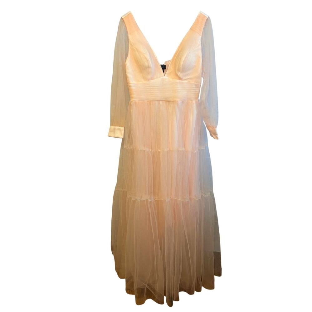 VNAIX Blush Pink Tulle Tiered Formal Gown Corset Back Fairycore Prom Dress SZ 16